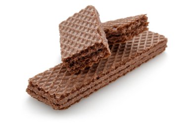 Beyaz arka planda çikolatalı gofretler