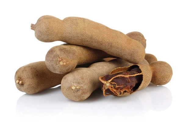 Färsk Tamarind Frukt Isolerad Vit Bakgrund — Stockfoto