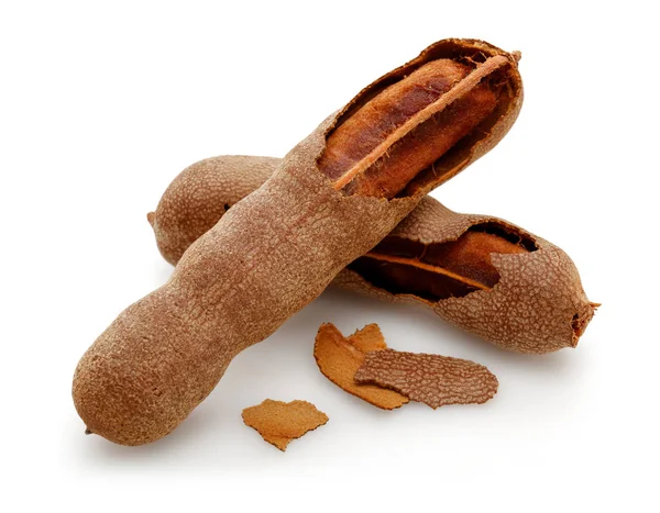 Färsk Tamarind Frukt Isolerad Vit Bakgrund — Stockfoto