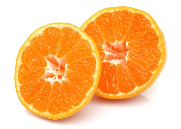 Gesneden Vers Tangerine Fruit Geïsoleerd Witte Achtergrond — Stockfoto