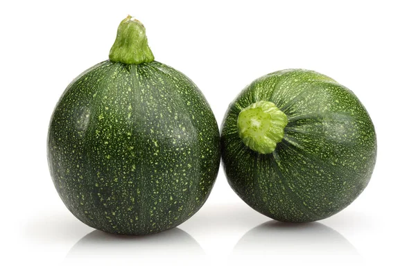 Gröna Runda Zucchini Isolerad Vit Bakgrund — Stockfoto