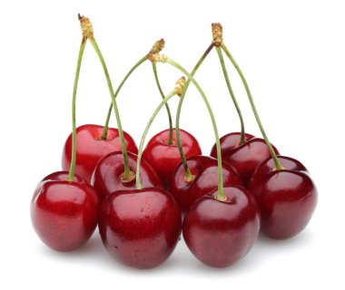 Beyaz izole olgun kırmızı kiraz