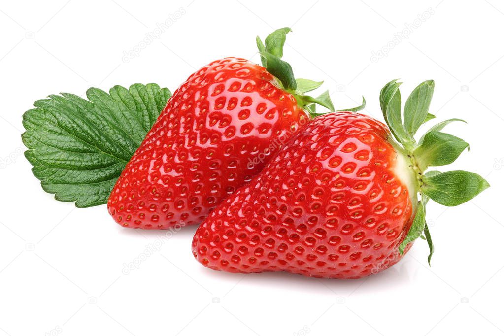 Whole strawberries isolated on white