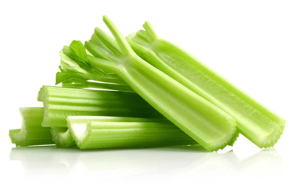 Fresh celery stalks and leaves isolated Stock Photo