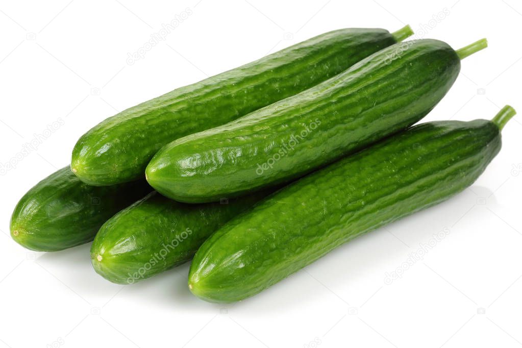 Fresh cucumbers isolated on white