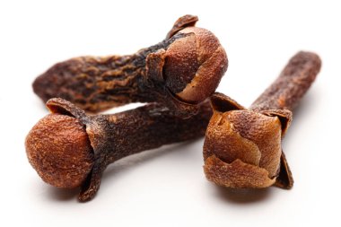 Kuru karanfil tomurcukları beyaz izole