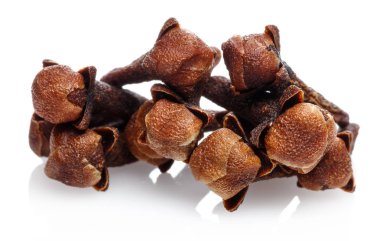 Kuru karanfil tomurcukları beyaz izole