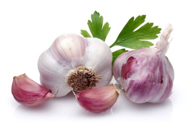 Sarımsak ampul diş sarımsak ve maydanoz izole