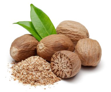 İzole yaprakları ile bütünleşmiş ve rendelenmiş küçük hindistan cevizi