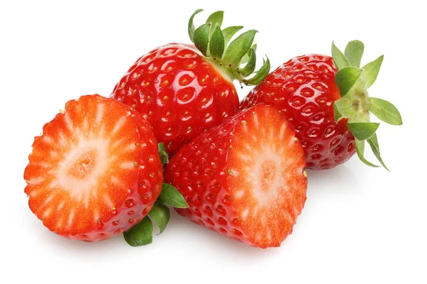 Yarım ve tam üzerinde beyaz izole çilek