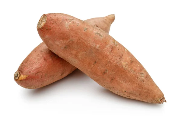 Grupp av hela söt potatis isolerad på vit — Stockfoto