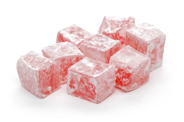 Türk lokumu beyaz izole yığını