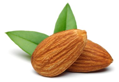 Beyaz izole yaprakları ile badem Grubu