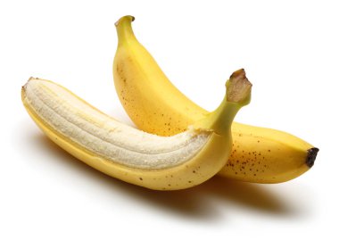 Beyaz izole soyulmuş olgun muz