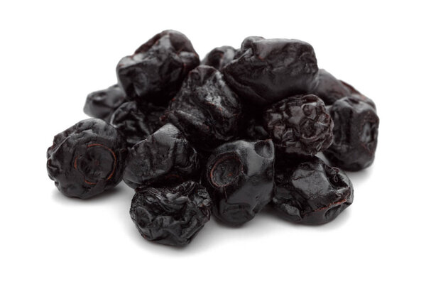 Dried blueberries isolated on white