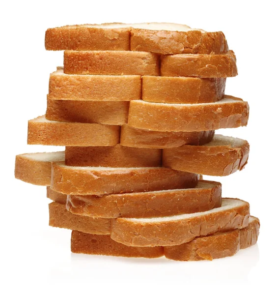 Fatias de pão torradas isoladas em branco — Fotografia de Stock