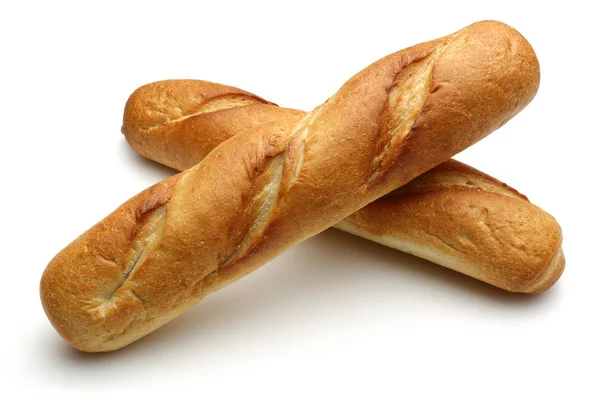 Pão francês, baguete isolado em branco — Fotografia de Stock