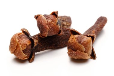 Kuru karanfil tomurcukları beyaz izole