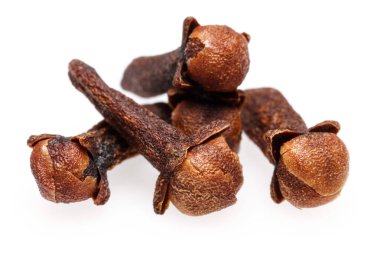 Kuru karanfil tomurcukları beyaz izole