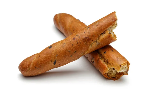 Breadsticks ou grissini isolados sobre branco — Fotografia de Stock