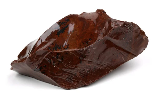 Pieza de obsidiana marrón aislada en blanco —  Fotos de Stock