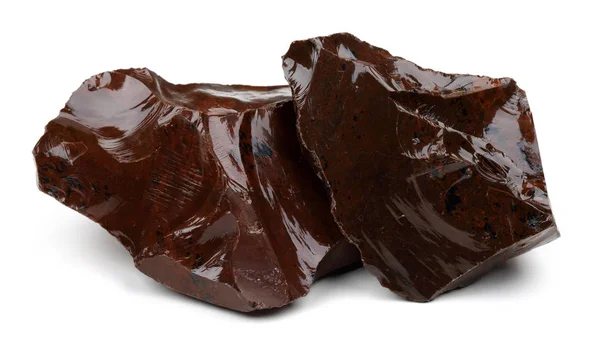 Bruin Obsidiaan stukken geïsoleerd — Stockfoto