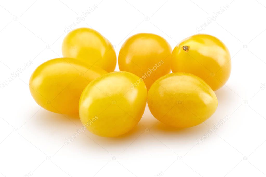 Yellow cherry tomatoes isolated on white