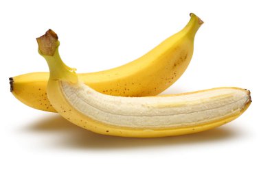 Tüm ve soyulmuş olgun muz izole