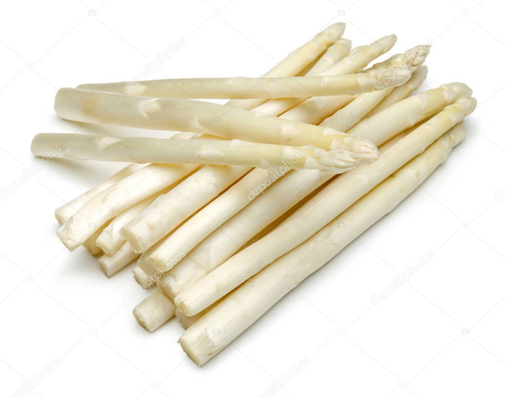 Bunch of white asparagus isolated on white