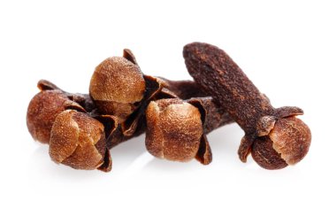 Kuru karanfil tomurcukları beyaz izole