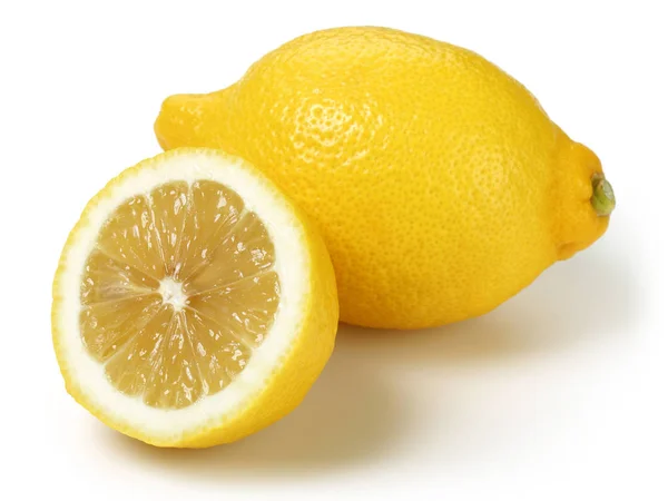 白に分離新鮮な黄色のレモンフルーツ — ストック写真