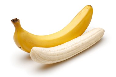 Soyulmuş olgun muz beyaz izole