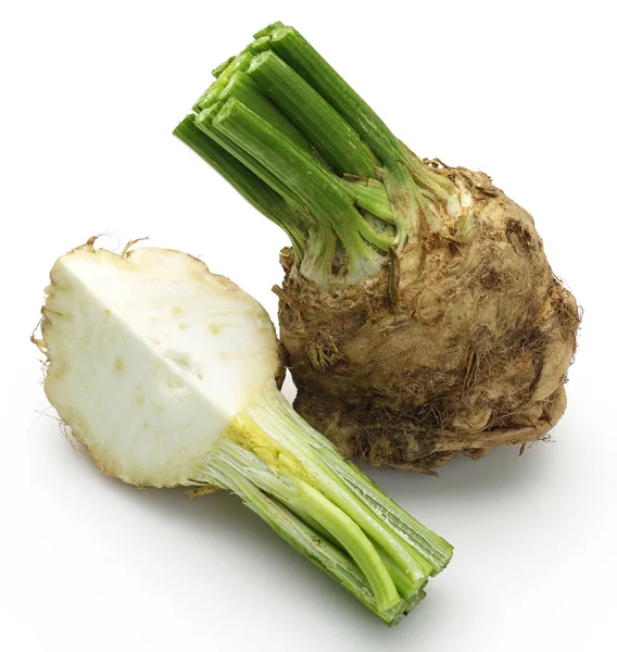 Fresh celeriac root with slice isolated — Stock Photo, Image