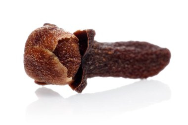 Beyaz üzerine izole tek kuru karanfil