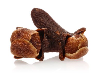 Kuru karanfil tomurcukları beyaz izole