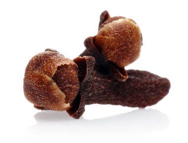 Kuru karanfil tomurcukları beyaz izole