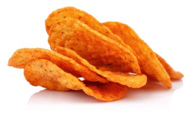 Yuvarlak mısır cipsi beyaz izole