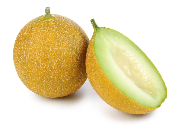 Frutos de melón enteros y medio maduros aislados — Foto de Stock