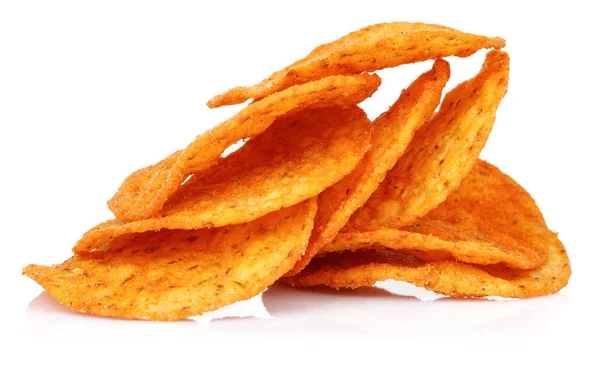 Chips de maíz redondos aislados en blanco — Foto de Stock