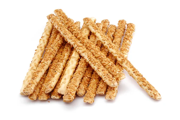 Galletas de palo de sésamo aisladas en blanco —  Fotos de Stock