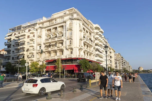 Soluň Řecko Září Lidé Procházeli Leoforos Nikis Boulevard Září 2018 — Stock fotografie