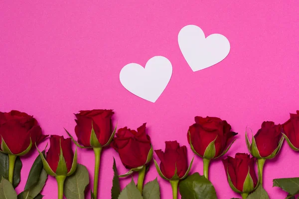Fond Saint Valentin Fond Rose Sans Couture Avec Des Roses — Photo
