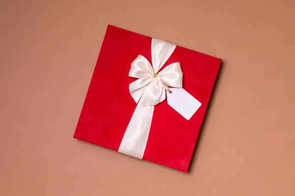 Valentinstag Romantische Geschenkschleife Schleife Geschenkanhänger Geschenk Nahtlose Nackte Hintergrund Kopieren — Stockfoto