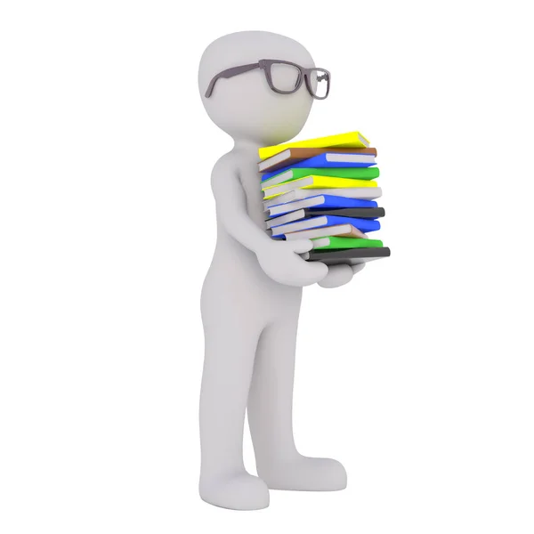 Genius Man Carrying Pile Books — Stock Photo, Image