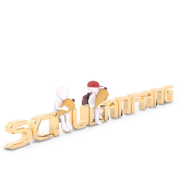 Golden Letters Schulanfang Students — Stock Photo, Image