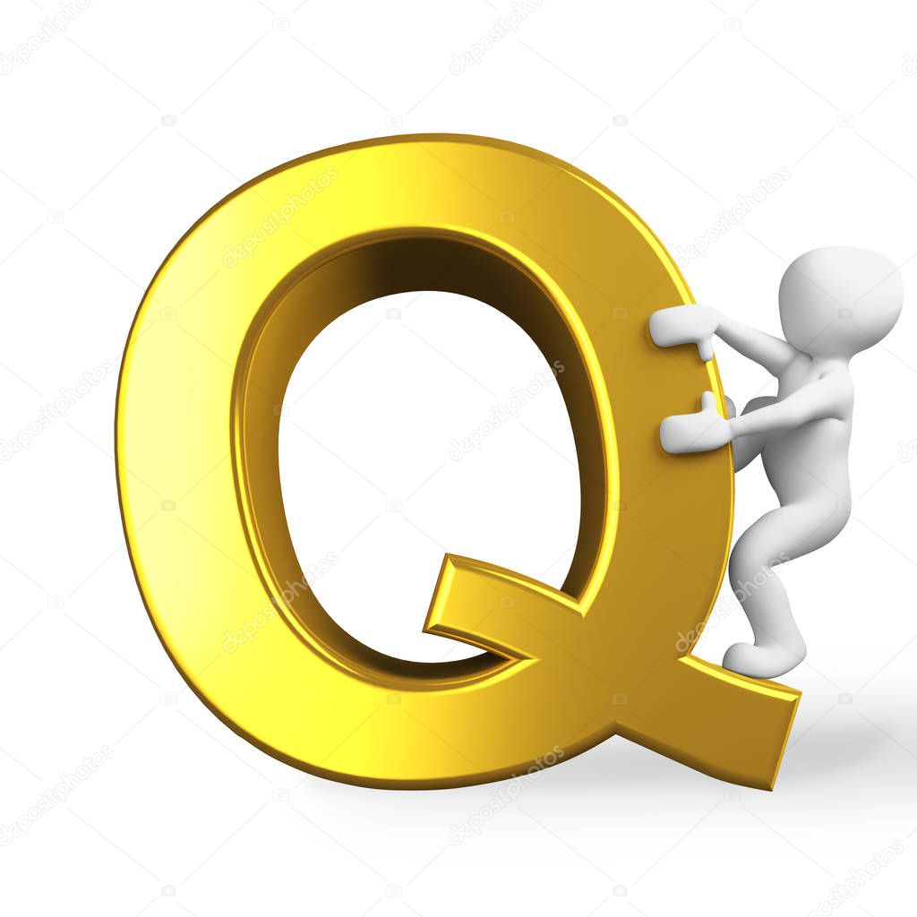 the letter Q in  golden letters