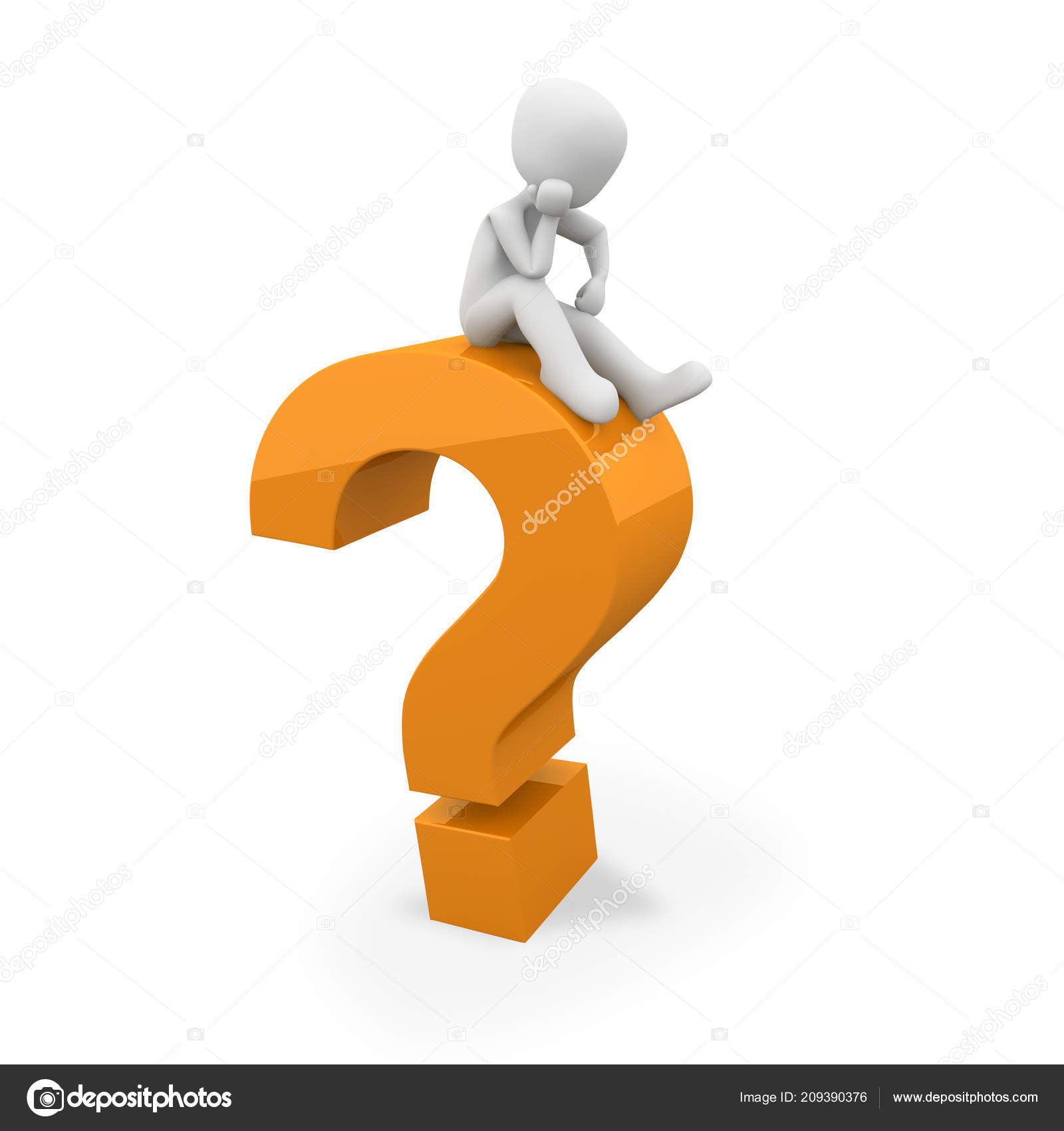  Man  Sitting Question  Mark   Stock Photo  3D Agentur 