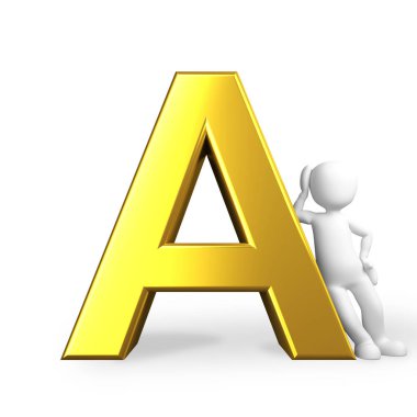 adam bir harf A yaslanmış 