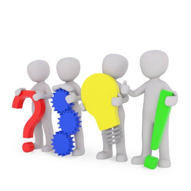 noktalama işaretleri farklı renkler tutan adamlar