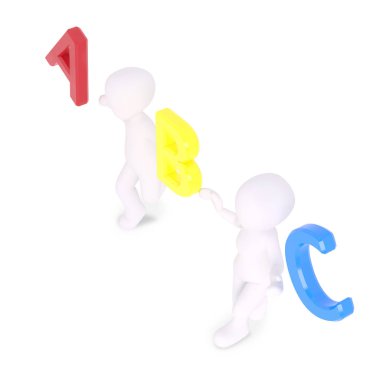 A B C harfleri tarafından çevrili öğrenciler